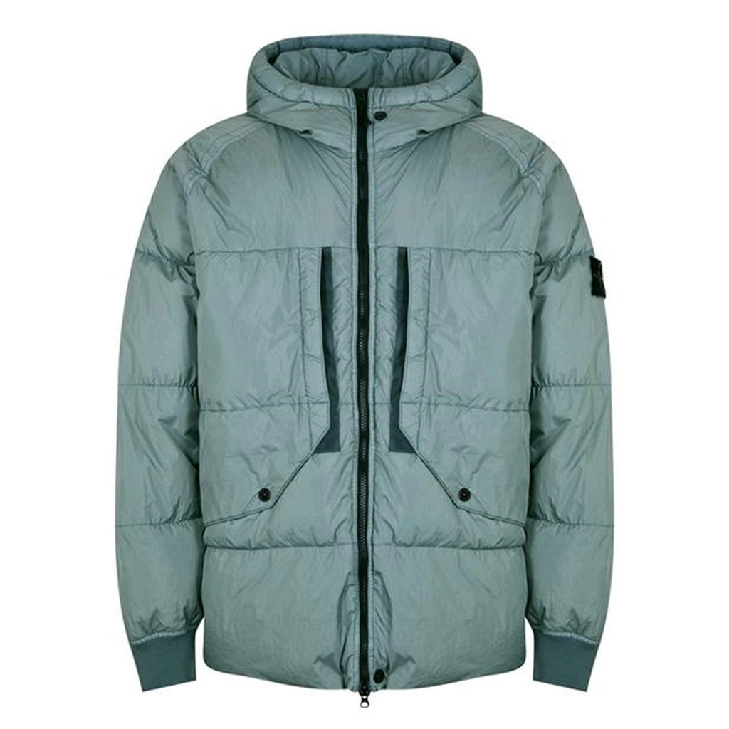 Stone Island Crinkle Reps Down Jacket - Green
